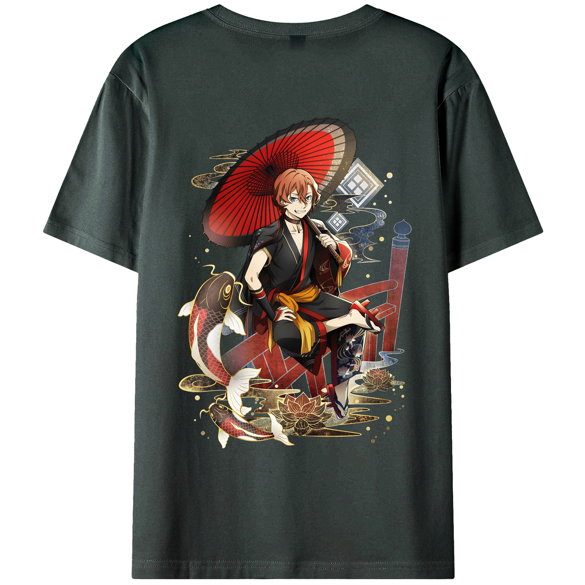 （画像用） 文豪ストレイドッグス Bungo Stray Dogs 綿100％ メンズ半袖Tシャツ（バックプリント） 通気性